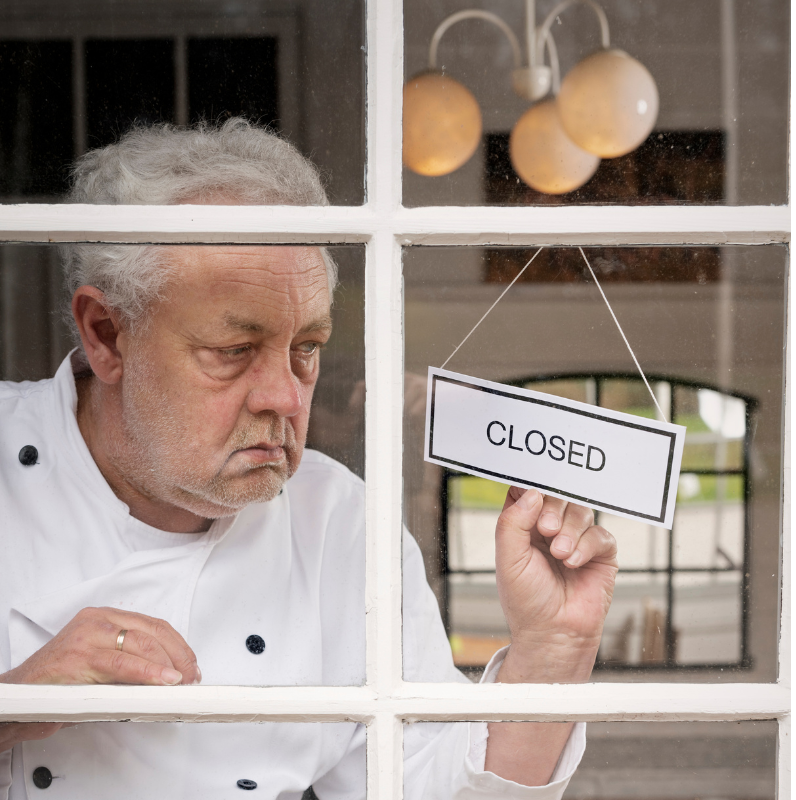 Onshii - Bild von einem älteren Gastronom, der sein Restaurant schließen muss
